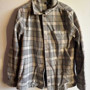Express Plaid Shirt Jacket in Gray and Cream